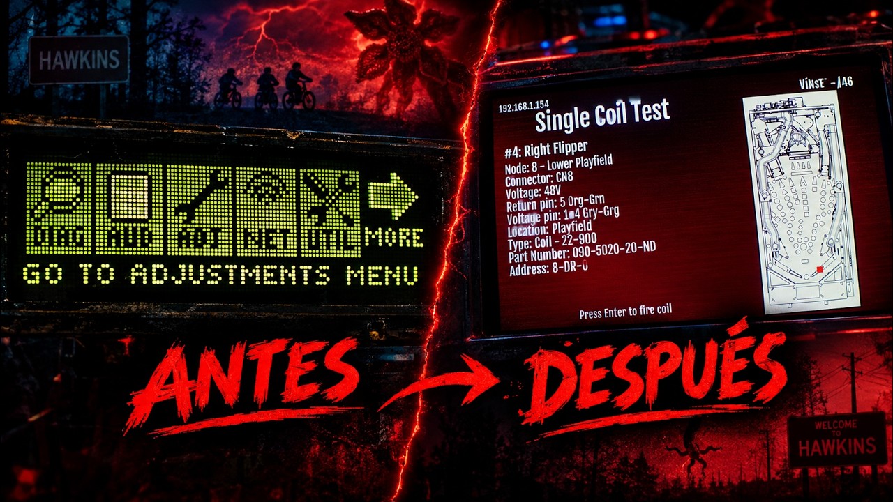Así han cambiado los menús de las Stern Pinball con Spike 3: del DMD verde a la pantalla a color