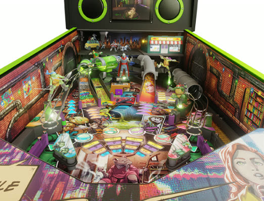 Vista general del playfield de TMNT: Battle in the Sewer con el arte definitivo ya instalado
